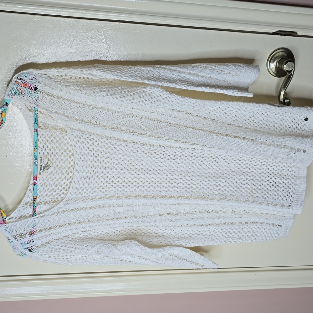 Ralph Lauren Denim & Supply White Knit Sweater Nautical Crochet - Picture 2 of 7